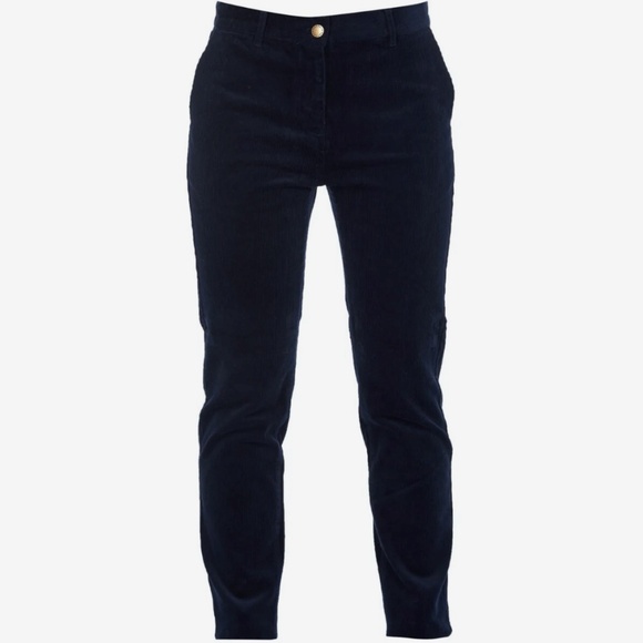 Barbour Navy Cotton Blend Corduroy Straight Leg Pants - Picture 1 of 4